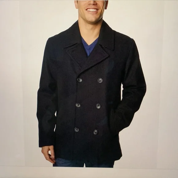 Guang Hui wool man peacoat in black. - Picture 2 of 11